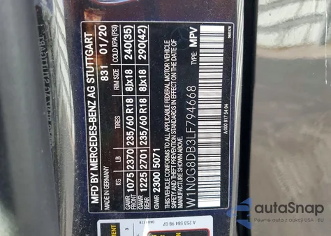 2020 Mercedes-Benz Glc 300 from USA, damaged, VIN W1N0G8DB3LF794668